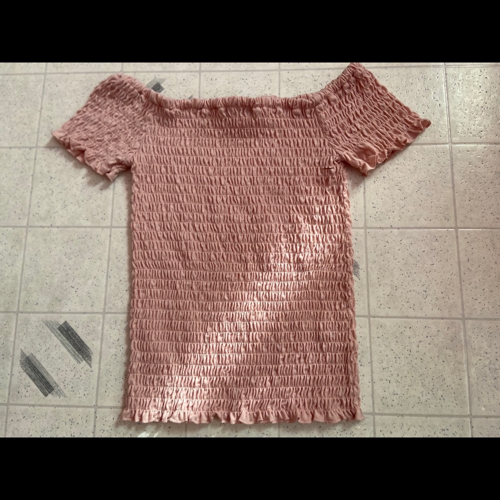 Off-shoulder light pink top